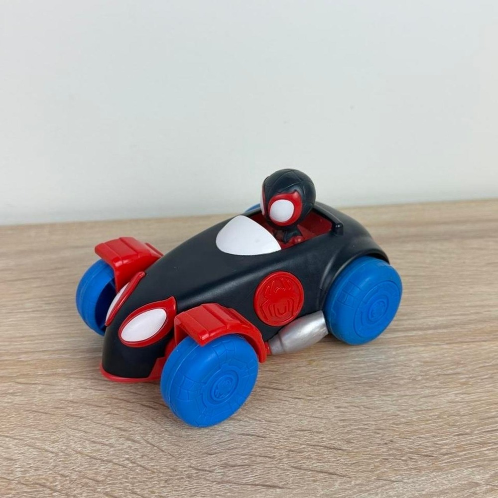 Marvel Spider-Man Miles Morales Toy Car Red Blue Wheels White Eyes Vehicle